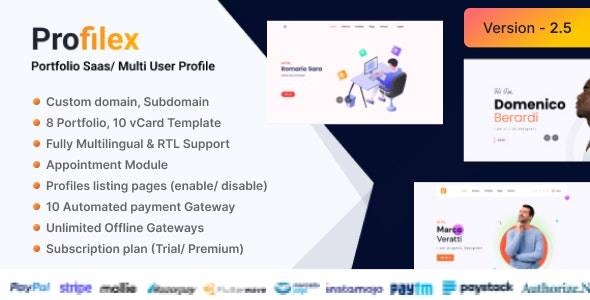 Profilex v2.5—Portfolio Builder SAAS/多用户配置文件（多用户）