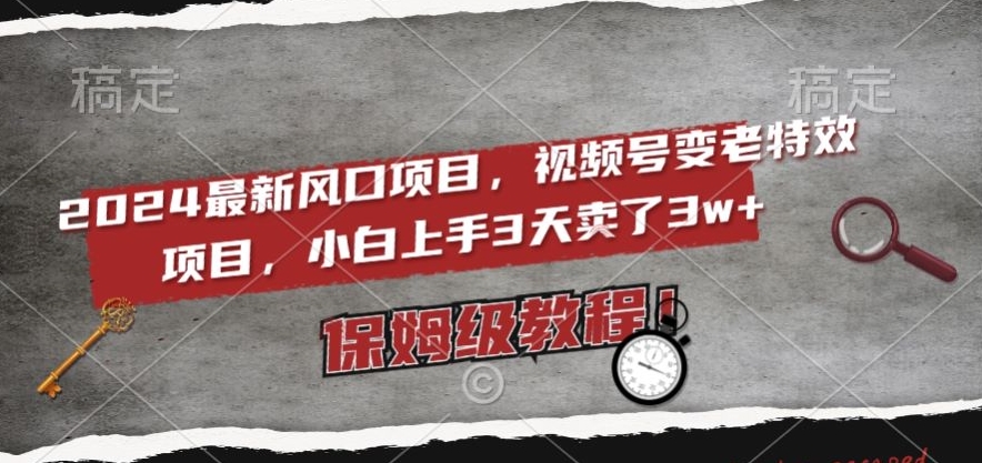 2024最新风口项目,视频号变老特效项目,电脑小白上手3天卖了3w+,保姆级教程【揭秘】