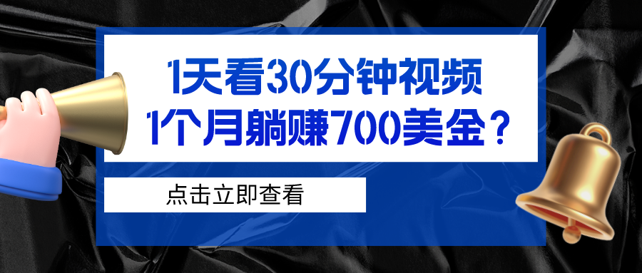 1天看30分钟视频，1个月躺赚700美金？