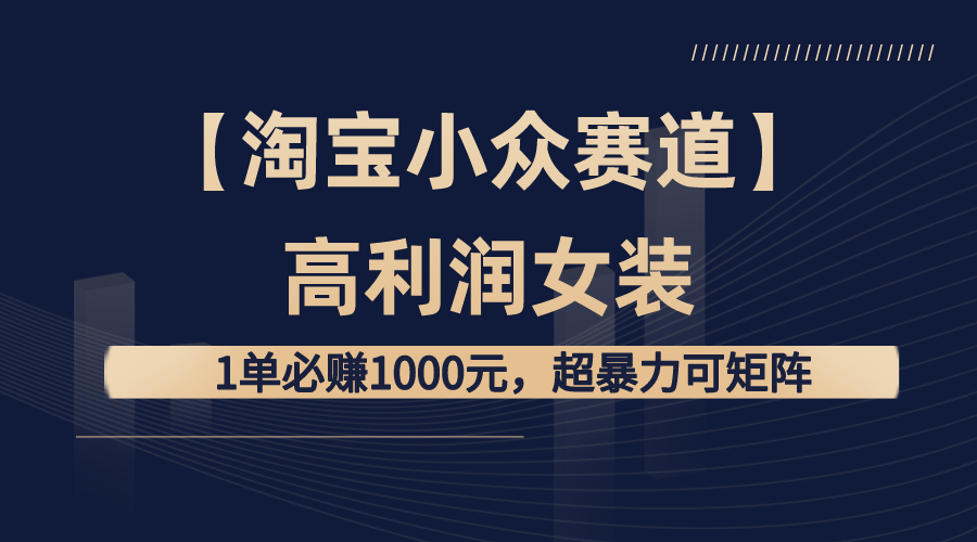 图片[1]-【淘宝赚钱攻略】高利润女装：1单必赚1000元，打造超暴力矩阵店铺！-云上仙人资源网