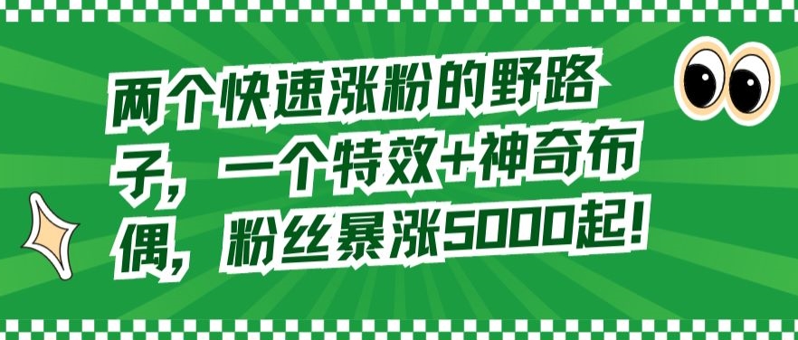 两个快速涨粉的野路子,一个特效+神奇布偶,粉丝暴涨5000起【揭秘】