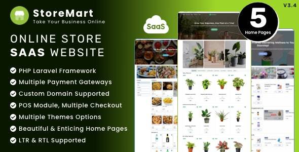 StoreMart SaaS v3.4 -在线产品销售业务网站生成器