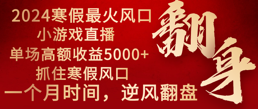 图片[1]-2024年最火寒假风口项目 小游戏直播 单场收益5000+抓住风口 一个月直接提车-云上仙人资源网