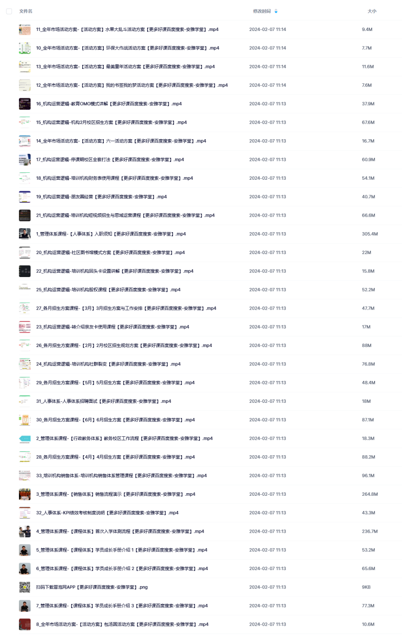 旺仔爸爸教培圈同城引流课程（运营／管理／招生／引流全套课程）