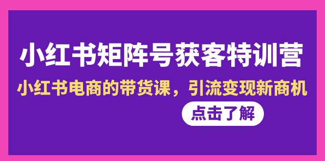 图片[1]-小红书矩阵号获客营-第10期，小红书电商的带货特训课，引流变现新商机-云上仙人资源网