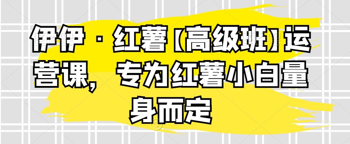 伊伊·红薯【高级班】运营课,专为红薯小白量身而定
