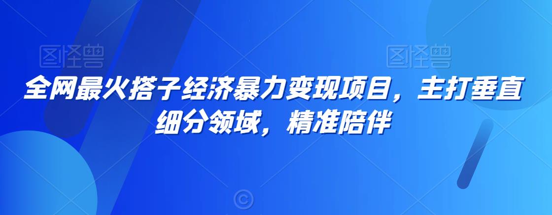 全网最火搭子经济暴力变现项目,主打垂直细分领域,精准陪伴【揭秘】