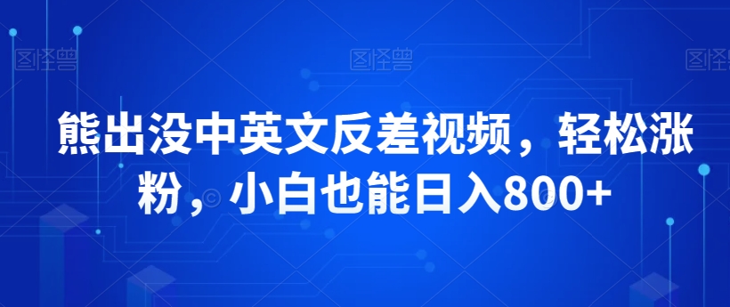 熊出没中英文反差视频,轻松涨粉,小白也能日入800+