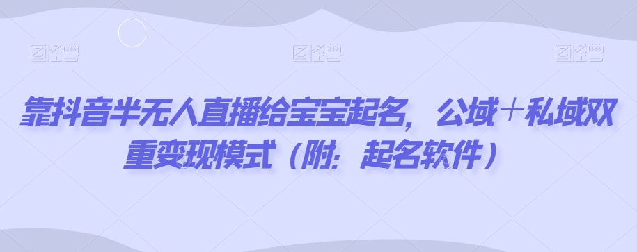 靠抖音半无人直播给宝宝起名,公域+私域双重变现模式(附:起名软件)