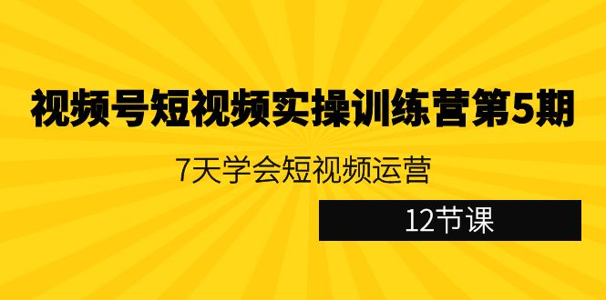 图片[1]-视频号短视频实操训练营第5期：7天学会短视频运营（12节课）-云上仙人资源网