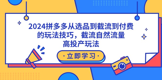 图片[1]-2024拼多多从选品到截流到付费的玩法技巧，截流自然流量玩法，高投产玩法-云上仙人资源网