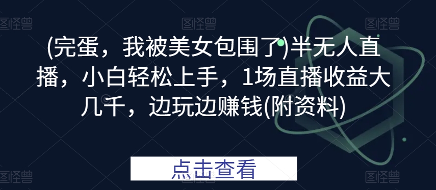 (完蛋,我被美女包围了)半无人直播,小白轻松上手,1场直播收益大几千,边玩边赚钱(附资料)