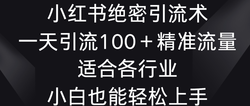 小红书绝密引流术,一天引流100+精准流量,适合各个行业,小白也能轻松上手【揭秘】