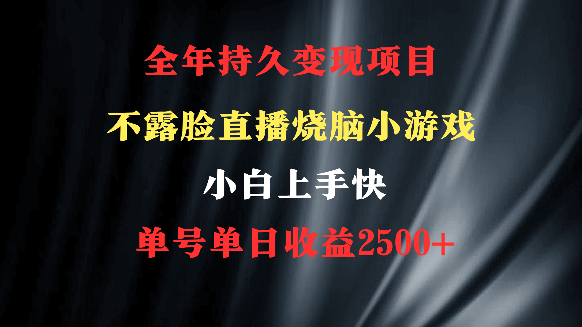 图片[1]-2024年 最优项目烧脑小游戏不露脸直播 小白上手快 无门槛 一天收益2500+-云上仙人资源网