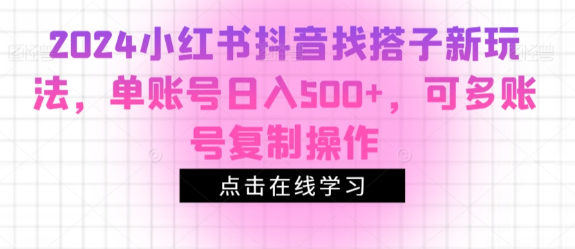 2024小红书抖音找搭子新玩法,单账号日入500+,可多账号复制操作