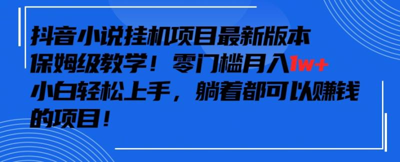 抖音最新小说挂机项目，保姆级教学，零成本月入1W+，小白轻松上手【揭秘】