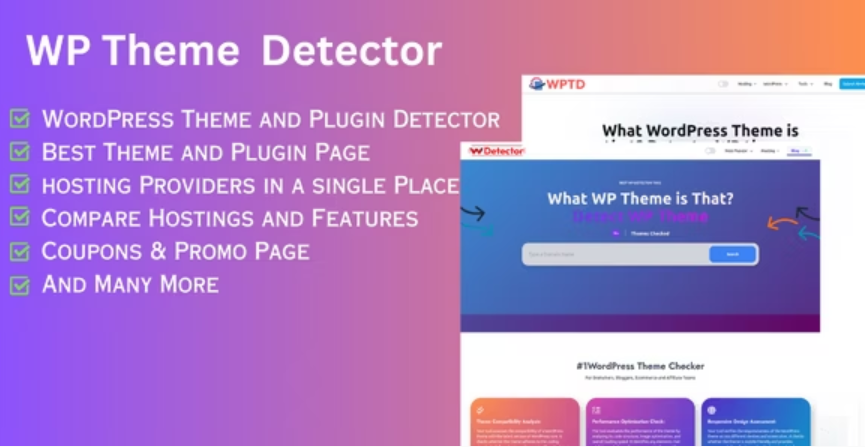 WordPress 主题检测器和虚拟主机比价 React NextJS 脚本