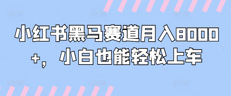 小红书黑马赛道月入8000+,小白也能轻松上车