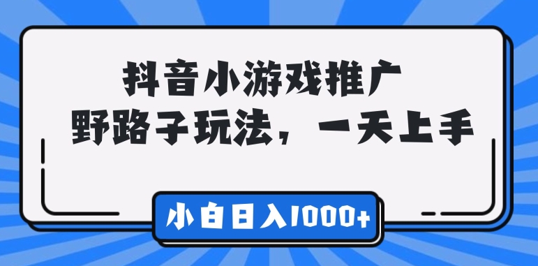 抖音小游戏推广,野路子玩法,无视抖音规则,小白轻松日入1000 +