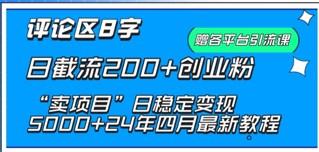 图片[1]-抖音评论区8字日截流创业粉， “卖项目”日稳定变现5000+【揭秘】-阿灿说钱