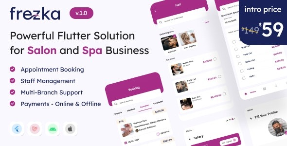 Frezka v2.3.0 - Flutter + Laravel 中的一体化沙龙和水疗业务解决方案