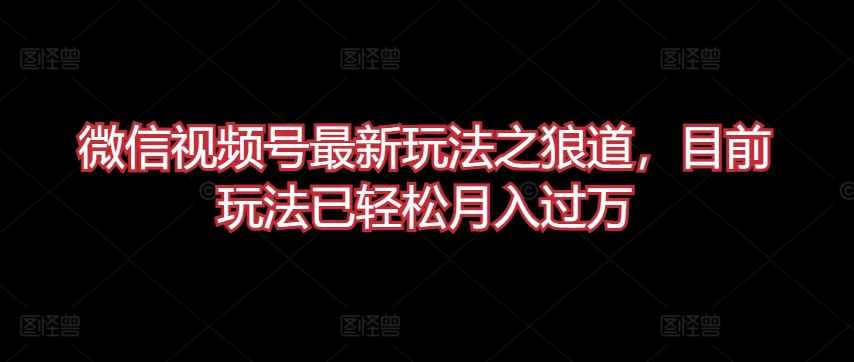 微信视频号最新玩法之狼道,目前玩法已轻松月入过万【揭秘】