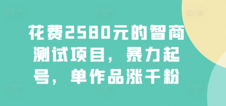 花费2580元的智商测试项目,暴力起号,单作品涨千粉