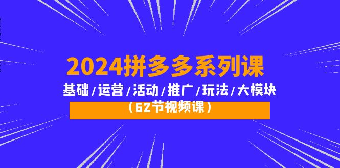 图片[1]-2024拼多多系列运营课：基础/活动/推广/玩法/大模块（62节视频课）-云上仙人资源网