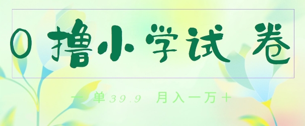 全网独家蓝海冷门项目,0撸小学试卷,一单39.9.小白可做,简单无脑月入一万的好项目
