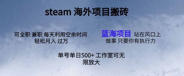 最新项目steam搬砖,单号日入500+