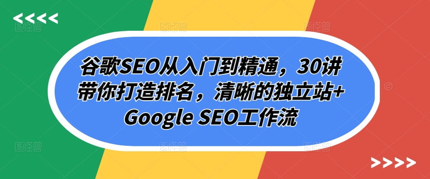 图片[1]-谷歌SEO课程：从入门到精通，30讲带你打造排名，清晰的独立站提升网站排名技巧全解析-云上仙人资源网