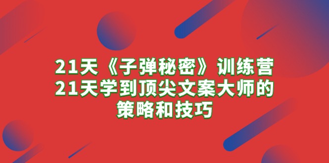 图片[1]-21天《子弹秘密》训练营，21天学到顶尖文案大师的策略和技巧-阿灿说钱