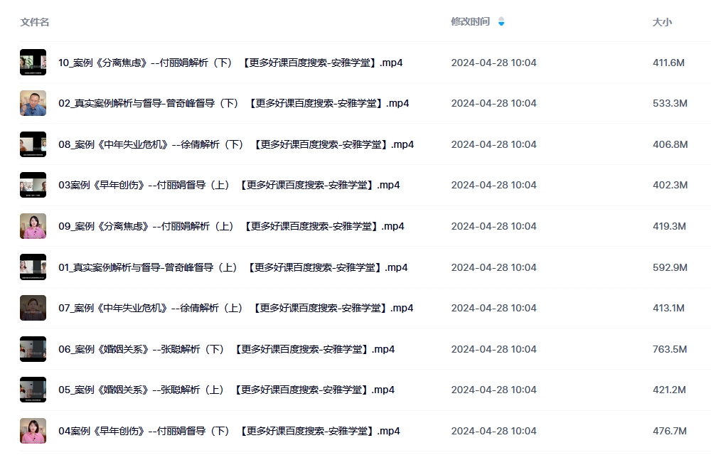 曾奇峰+付丽娟+张聪+徐倩：真实案例解析与督导心理视频课