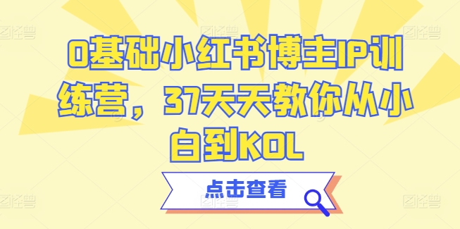 0基础小红书博主IP训练营,37天天教你从小白到KOL