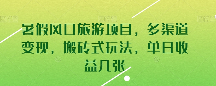 暑假风口旅游项目,多渠道变现,搬砖式玩法,单日收益几张【揭秘】
