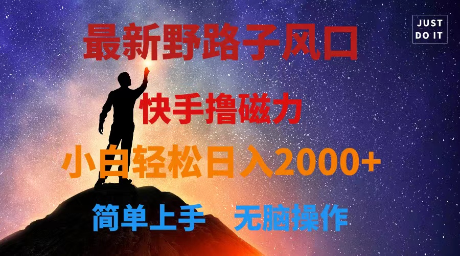 最新风口!快手撸磁力,野路子,小白无脑操作日入2000+