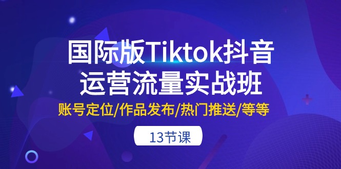 图片[1]-国际版Tiktok抖音运营流量实战班：账号定位/作品发布/热门推送/等等（13节）