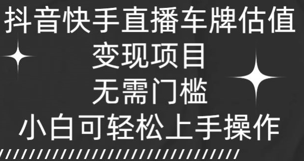 抖音快手直播车牌估值变现项目,无需门槛,小白可轻松上手操作