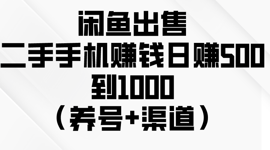 图片[1]-闲鱼赚钱秘籍：如何轻松日赚500-1000元？（养号+渠道+销售技巧）-阿灿说钱