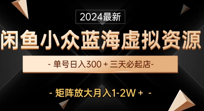 最新闲鱼小众蓝海虚拟资源,单号日入300+,三天必起店,矩阵放大月入1-2W