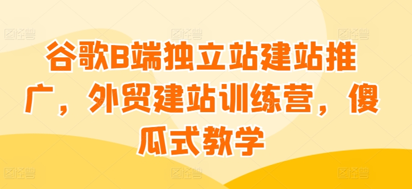 谷歌B端独立站建站推广,外贸建站训练营,傻瓜式教学