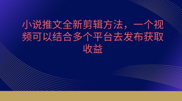 小说推文全新剪辑方法,一个视频可以结合多个平台去发布获取【揭秘】