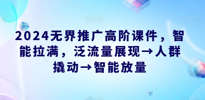 2024无界推广高阶课件,智能拉满,泛流量展现→人群撬动→智能放量