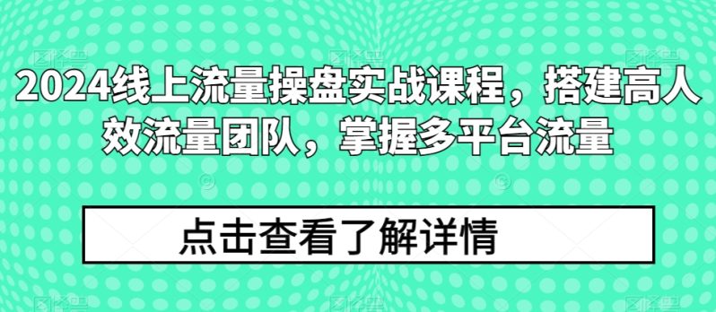 2024流量王者修炼手册：打造高效流量团队，解锁多平台流量秘籍