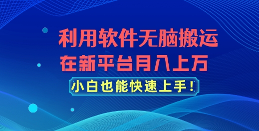 利用软件无脑搬运,在新平台月入上万,小白也能快速上手