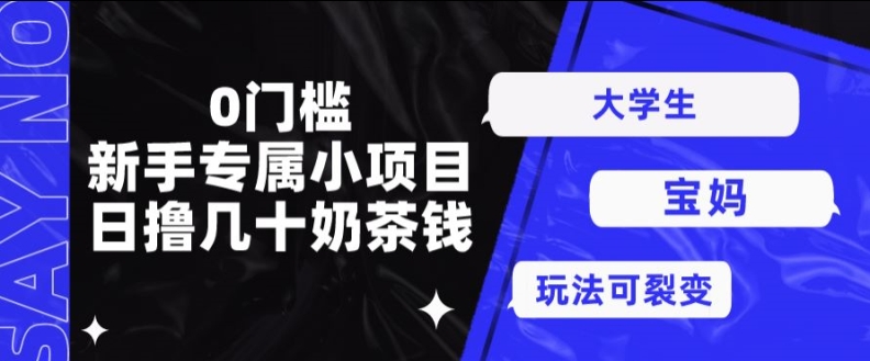 0门槛,新手专属小项目,日撸几十奶茶钱