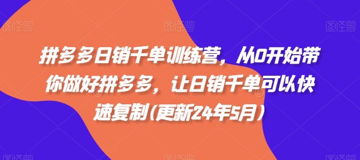 拼多多日销千单训练营，从0开始带你做好拼多多，让日销千单可以快速复制(更新24年5月) -1