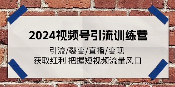 2024视频号引流夏令营:引流方法/裂变式/直播间/转现 获得收益 掌握自媒体流量出风口
