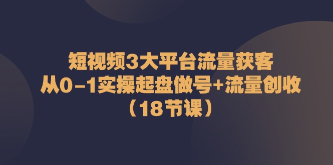 图片[1]-短视频3大平台·流量 获客：从0-1实操起盘做号+流量 创收（18节课）-云上仙人资源网