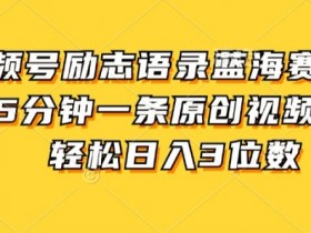 视频号励志语录蓝海赛道,5分钟一条原创视频,轻松日入3位数